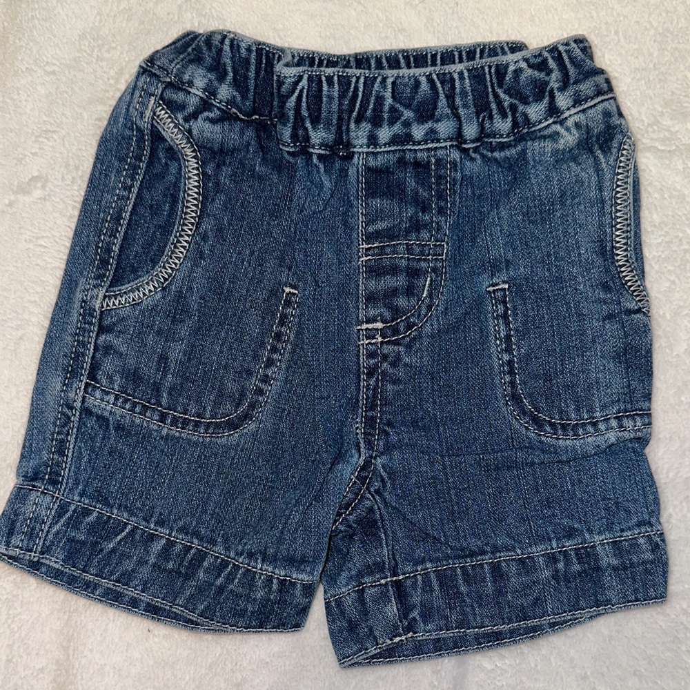 HANNA ANDERSSON DENIM DECK SHORTS POCKETS 60 3-6 MONTHS EUC
